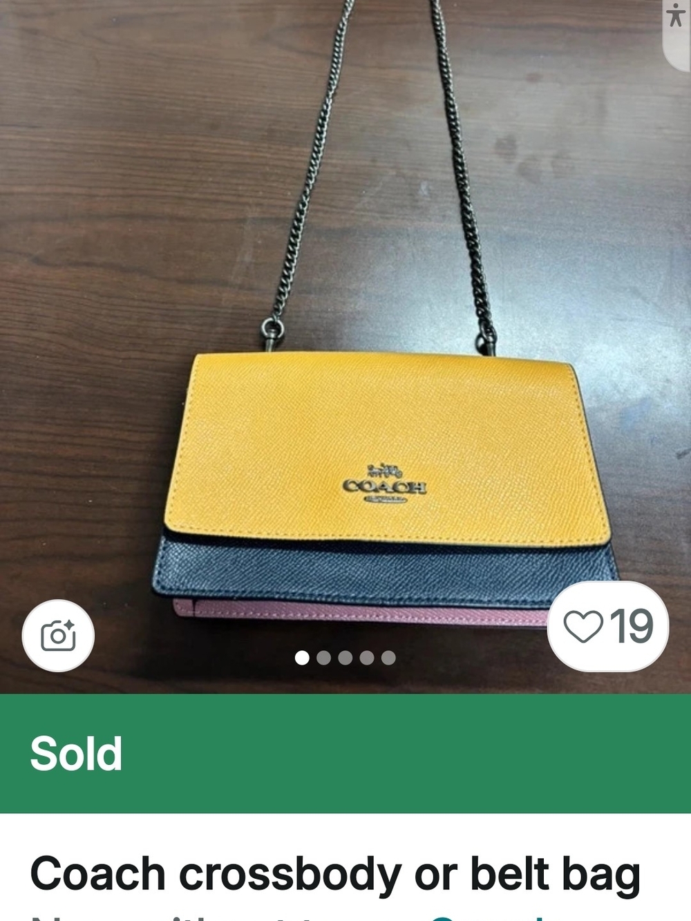 Coach Colorblock Leather Crossbody - Yellow, Black, Pink